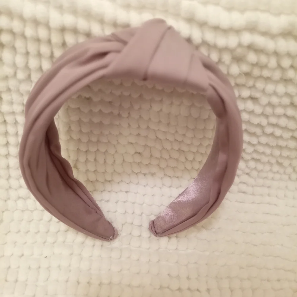 Dusty Rose / Mauve Satin Knotted Top Wide Headband